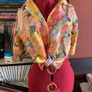 Vintage Abstract-Patterned Bowling Shirt